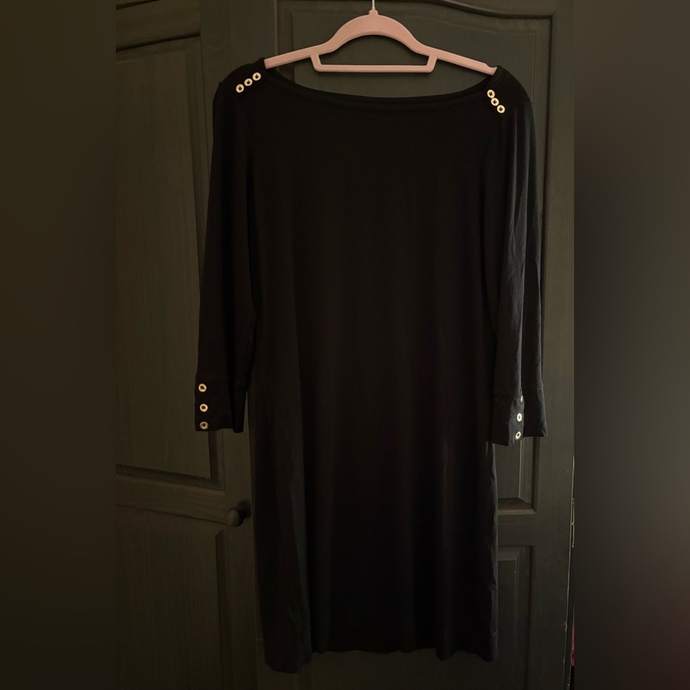 Lilly Pulitzer Black Sophie Dress Boatneck w 3/4 sleeves Sz medium
